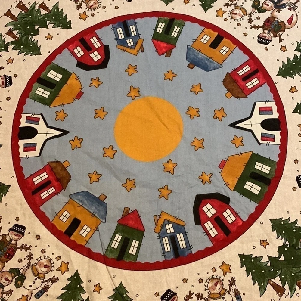 Vintage Let It Snow Christmas tree skirt Sewing panel / fabric